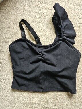 Madelaine Petsch X Fabletics One Shoulder Ruffle Sports Bra- XS